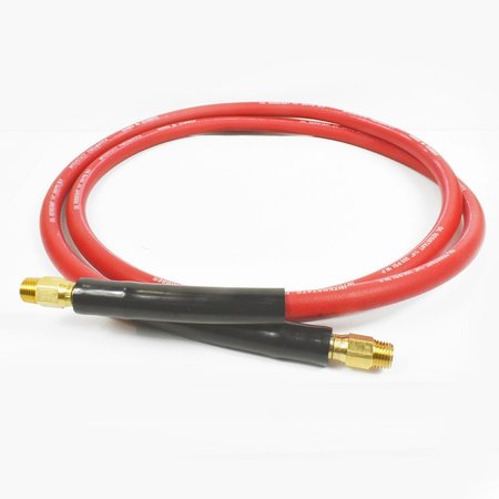 INTERSTATE PNEUMATICS 1/4 Inch x 6  ft Red Rhino Rubber Hose WP 300 PSI (1/4 Inch Male Swivel Barb Connector) HA44-06ES